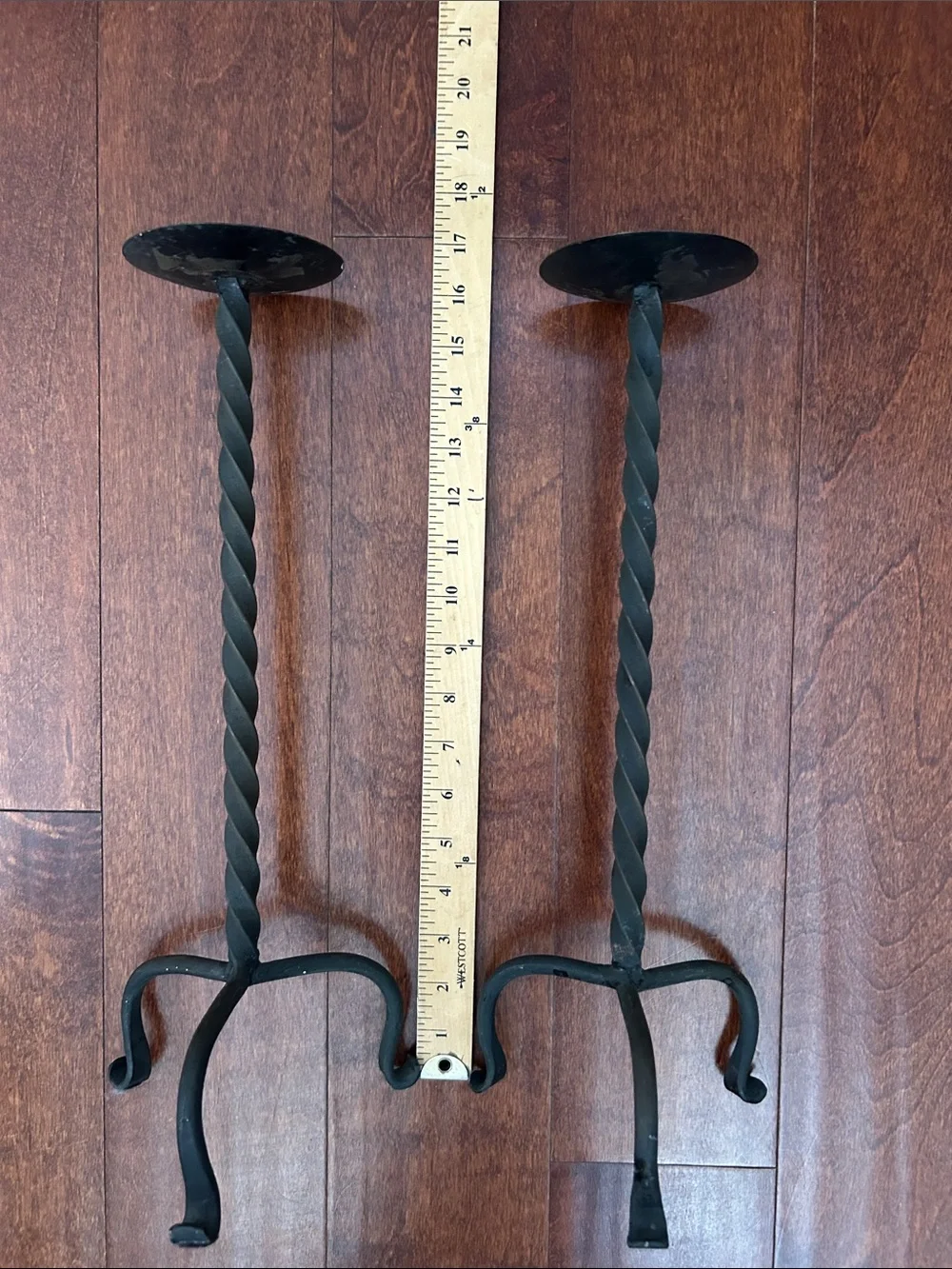 Tuscan Mom Rustic Twisted Metal Candle Holders - Black, Set of 3
